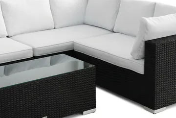 Bahamas L-formet udendørs sofa højre, 6-pers med bord - Sort - Havemøbler - Loungemøbler - Sofagrupper udendørs