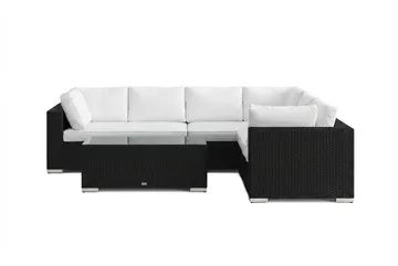 Bahamas L-formet udendørs sofa højre, 6-pers med bord - Sort - Havemøbler - Loungemøbler - Sofagrupper udendørs