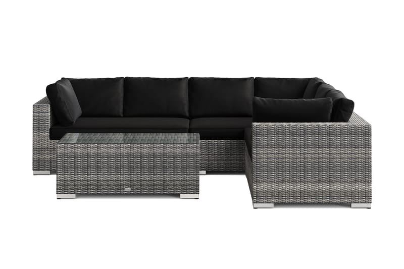 Bahamas L-formet udendørs sofa højre, 6-pers med bord - Grå - Havemøbler - Loungemøbler - Sofagrupper udendørs