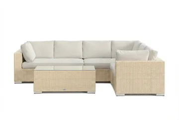 Bahamas L-formet udendørs sofa højre, 6-pers med bord - Beige - Havemøbler - Loungemøbler - Sofagrupper udendørs