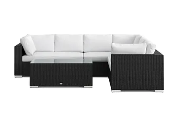 Bahamas L-formet udendørs sofa højre, 6-pers med bord - Sort - Havemøbler - Loungemøbler - Sofagrupper udendørs
