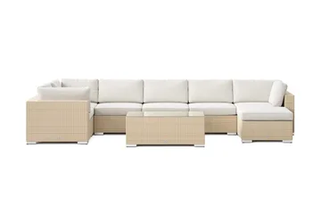 Bahamas U-formet udendørs loungegruppe 7-pers med vendbar divan og bord - Beige - Havemøbler - Loungemøbler - Sofagrupper udendørs
