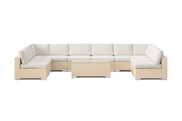 Bahamas U-formet udendørs loungegruppe med åben afslutning, 9-pers med bord - Beige - Havemøbler - Loungemøbler - Sofagrupper udendørs