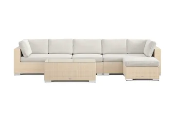 Bahamas udendørs divansofa 6-pers med vendbar divan og bord - Beige - Havemøbler - Loungemøbler - Sofagrupper udendørs