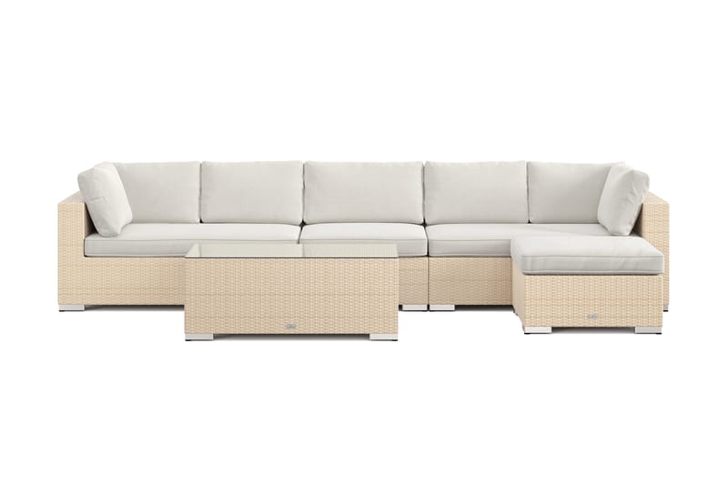 Bahamas udendørs divansofa 6-pers med vendbar divan og bord - Beige - Havemøbler - Loungemøbler - Sofagrupper udendørs