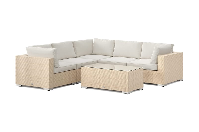 Bahamas udendørs hjørnesofa 5-pers vendbar med bord, Beige