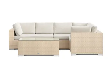 Bahamas udendørs hjørnesofa 5-pers vendbar med bord - Beige - Havemøbler - Loungemøbler - Sofagrupper udendørs