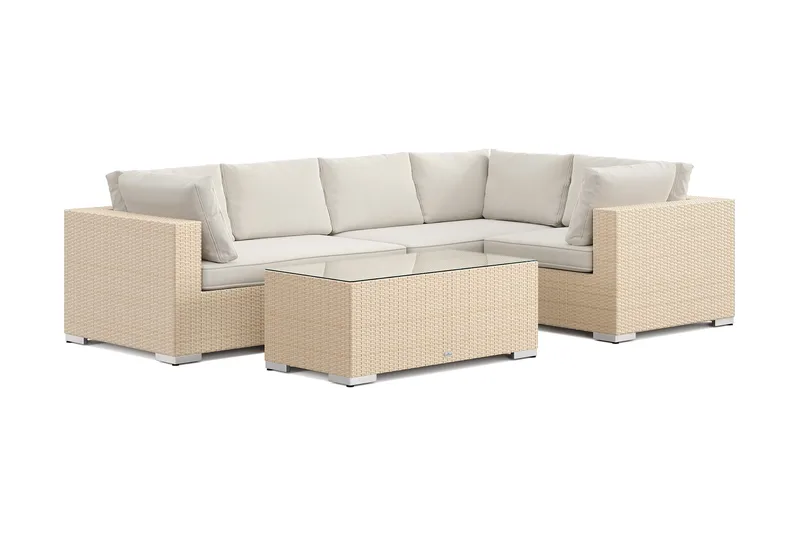 Bahamas udendørs hjørnesofa 5-pers vendbar med bord, Beige