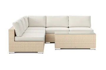 Bahamas udendørs hjørnesofa 5-pers vendbar med åben afslutning og bord - Beige - Havemøbler - Loungemøbler - Sofagrupper udendørs
