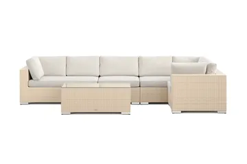 Bahamas udendørs hjørnesofa 6-pers vendbar med bord - Beige - Havemøbler - Loungemøbler - Sofagrupper udendørs