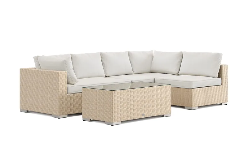 Bahamas udendørs loungegruppe 5-pers med vendbar chaiselong og bord, Beige