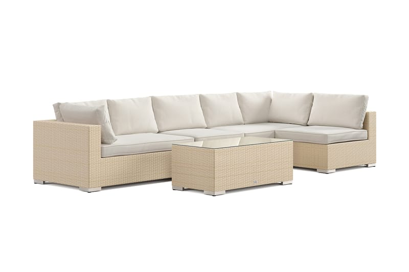 Bahamas udendørs loungegruppe 6-pers med vendbar chaiselong og bord, Beige