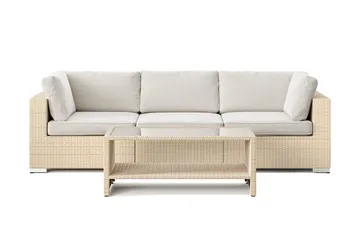 Bahamas udendørs sofa 3-pers med bord og hylde - Beige - Havemøbler - Loungemøbler - Sofagrupper udendørs