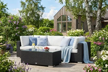 Bahamas udendørs sofa 3-pers med bord - Sort - Havemøbler - Loungemøbler - Sofagrupper udendørs
