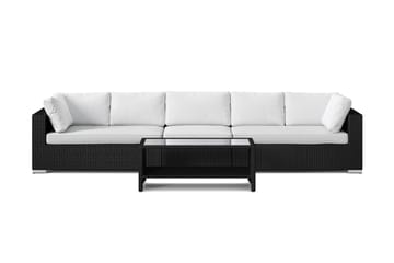 Bahamas udendørs sofa 5-pers med bord og hylde - Sort - Havemøbler - Loungemøbler - Sofagrupper udendørs