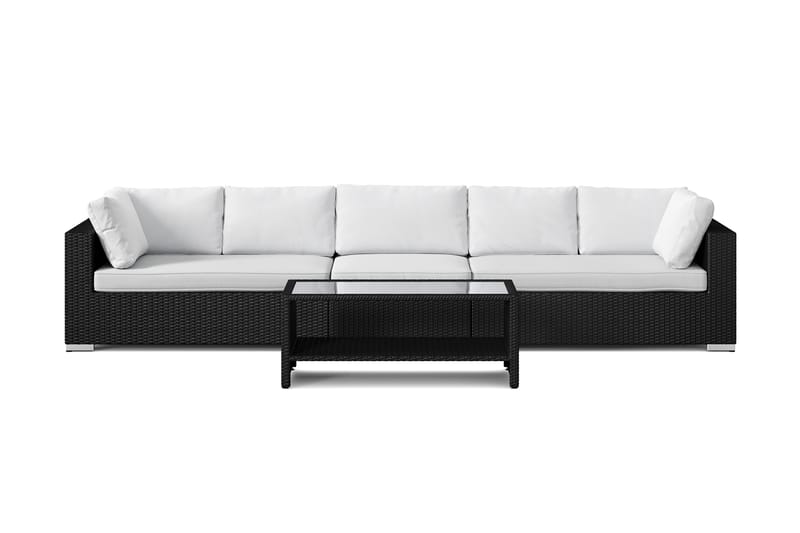 Bahamas udendørs sofa 5-pers med bord og hylde - Sort - Havemøbler - Loungemøbler - Sofagrupper udendørs