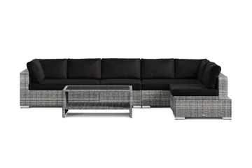 Bahamas udendørs sofa 6-pers vendbar chaiselong med afslutning og bord med hylde - Grå - Havemøbler - Loungemøbler - Sofagrupper udendørs
