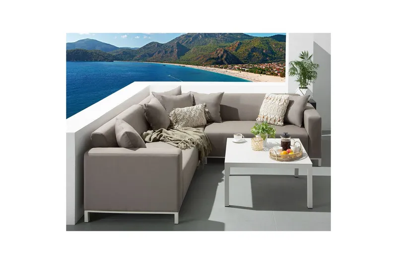 Hörnsoffa Beliani Belize Beige||White - Havemøbler - Loungemøbler - Sofagrupper udendørs