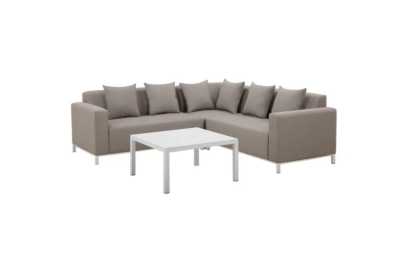 Hörnsoffa Beliani Belize Beige||White - Havemøbler - Loungemøbler - Sofagrupper udendørs