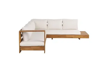 Hörnsoffa Beliani Marettimo Light wood||White - Havemøbler - Loungemøbler - Loungesofaer