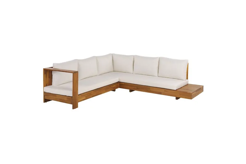 Hörnsoffa Beliani Marettimo Light wood||White - Havemøbler - Loungemøbler - Loungesofaer