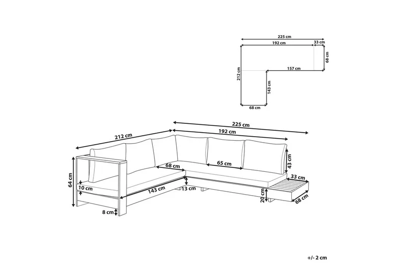 Hörnsoffa Beliani Marettimo Light wood||White - Havemøbler - Loungemøbler - Loungesofaer