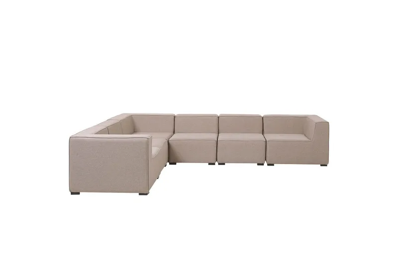 Hörnsoffa med fotpall Beliani Arezzo Beige/svart, Högervänd Beige, Black Left-faced - Havemøbler - Loungemøbler - Sofagrupper udendørs