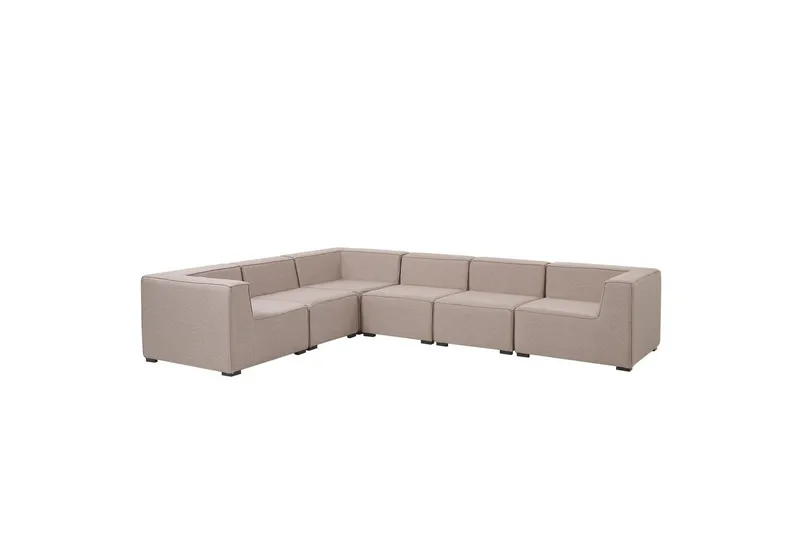 Hörnsoffa med fotpall Beliani Arezzo Beige/svart, Högervänd Beige, Black Left-faced - Havemøbler - Loungemøbler - Sofagrupper udendørs