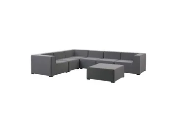 Hörnsoffa med fotpall Beliani Arezzo Beige/svart, Högervänd Dark grey, Black Left-faced - Havemøbler - Loungemøbler - Sofagrupper udendørs