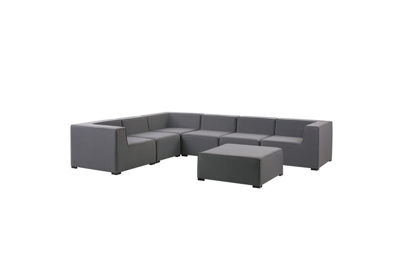 Hörnsoffa med fotpall Beliani Arezzo Beige/svart, Högervänd Dark grey, Black Left-faced - Havemøbler - Loungemøbler - Loungesofaer