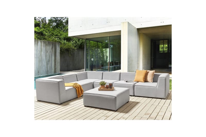 Hörnsoffa med fotpall Beliani Arezzo Beige/svart, Högervänd Grey, Black Left-faced - Havemøbler - Loungemøbler - Loungesofaer