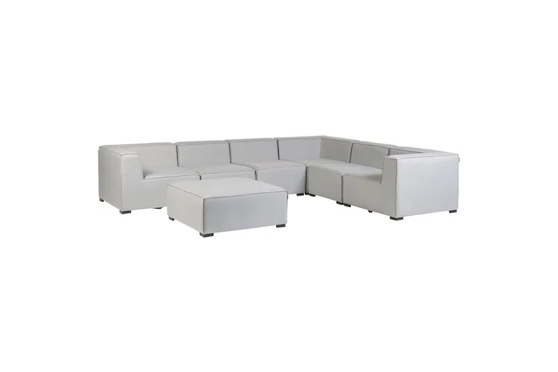 Hörnsoffa med fotpall Beliani Arezzo Beige/svart, Högervänd Grey, Black Right-faced - Havemøbler - Loungemøbler - Loungesofaer