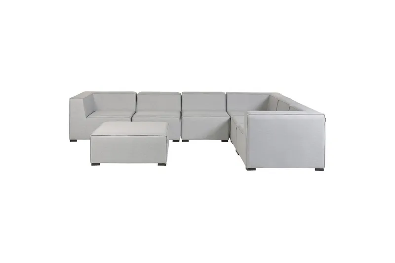 Hörnsoffa med fotpall Beliani Arezzo Beige/svart, Högervänd Grey, Black Right-faced - Havemøbler - Loungemøbler - Loungesofaer