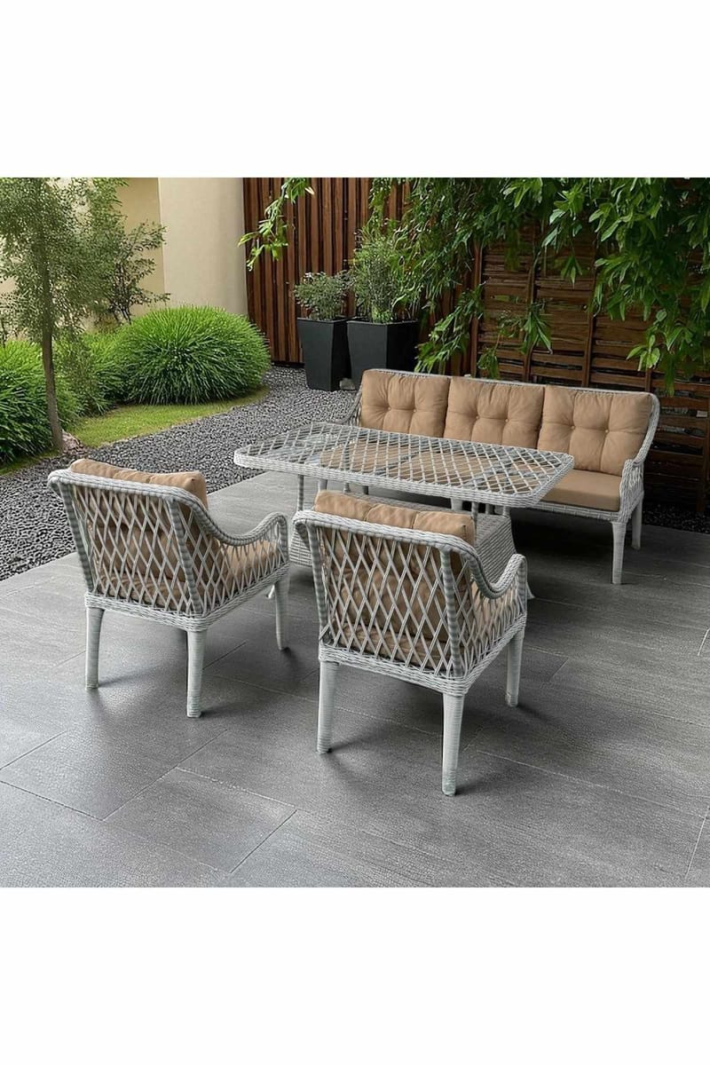 Haveloungesæt Atelier Del Sofa Hisar 3+1+1 (170 x 78 x 56 cm) Beige hvid - Havemøbler - Loungemøbler - Sofagrupper udendørs