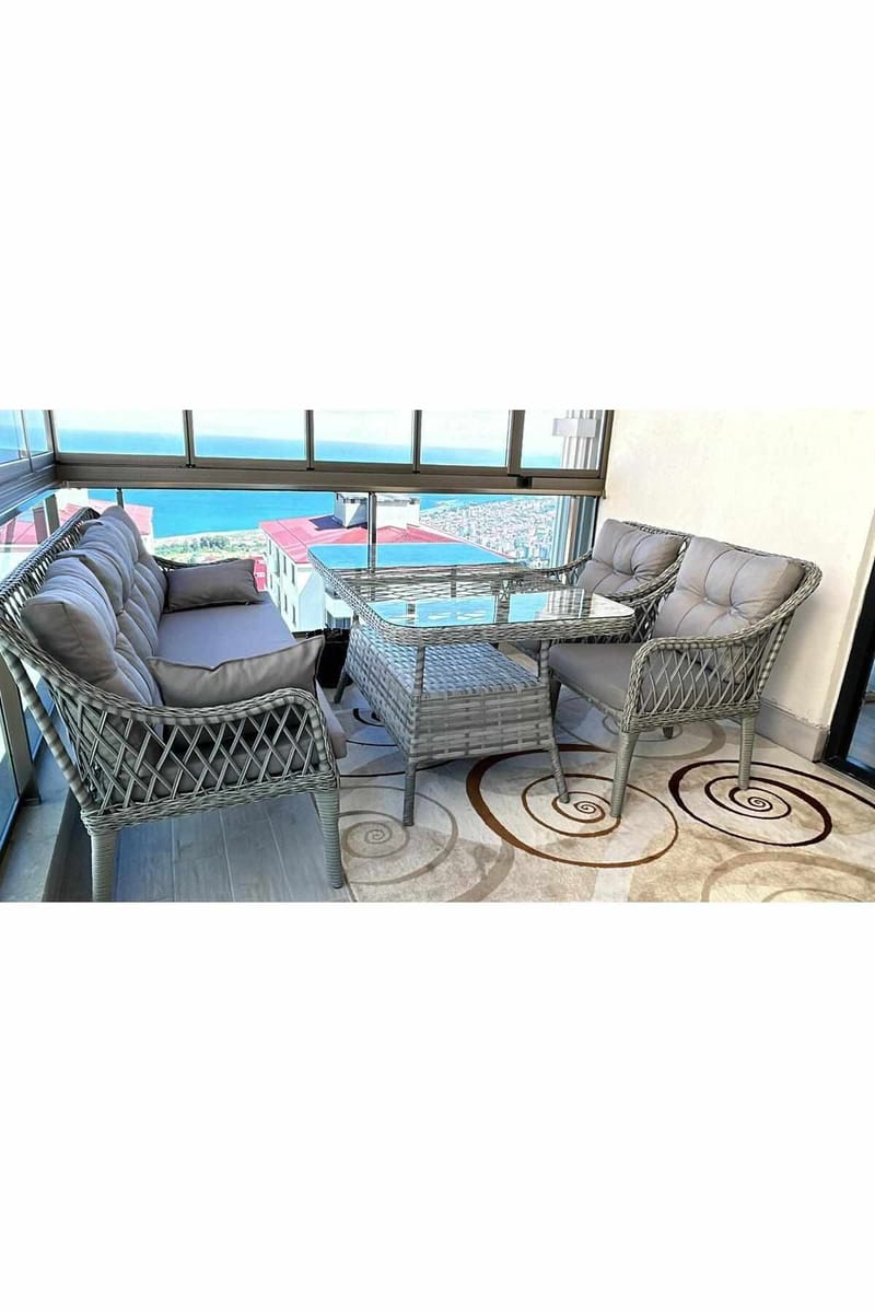 Haveloungesæt Atelier Del Sofa Hisar 3+1+1 (170 x 78 x 56 cm) Lysegrå - Lysegrå - Havemøbler - Loungemøbler - Sofagrupper udendørs