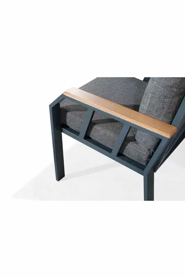 Haveloungesæt Atelier Del Sofa Nergiz 3+1+1 (200 x 78 x 58 cm) Mørkegrå - Mørkegrå - Havemøbler - Loungemøbler - Sofagrupper udendørs