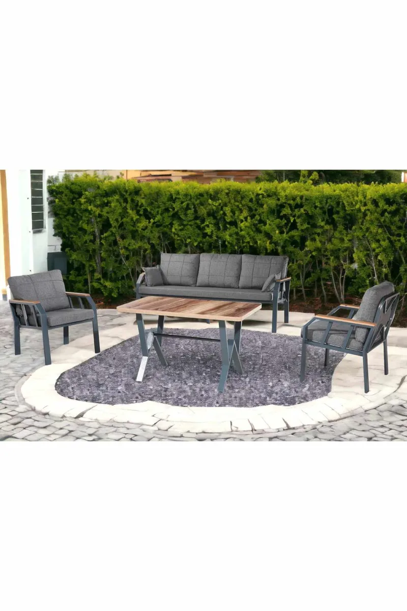 Haveloungesæt Atelier Del Sofa Nergiz 3+1+1 (200 x 78 x 58 cm) Mørkegrå, undefined