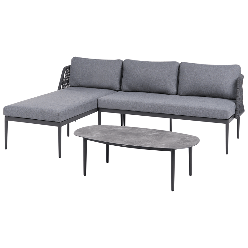 Hjørnesofa udendørs med bord 3-personers Leffe højrevendt - Grå - Havemøbler - Loungemøbler - Sofagrupper udendørs