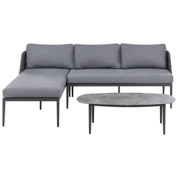 Hjørnesofa udendørs med bord 3-personers Leffe højrevendt - Grå - Havemøbler - Loungemøbler - Sofagrupper udendørs