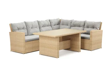 James loungesæt til udendørs brug – 5-personers sofasæt i polyrattan - Beige - Havemøbler - Loungemøbler - Sofagrupper udendørs