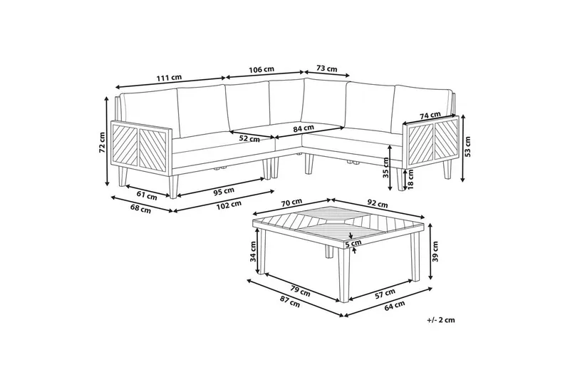 Loungegrupp Beliani Baratti 4-Sits Light wood||Beige - Havemøbler - Loungemøbler - Sofagrupper udendørs