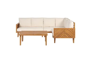 Loungegrupp Beliani Baratti 4-Sits Light wood||Beige - Havemøbler - Loungemøbler - Sofagrupper udendørs