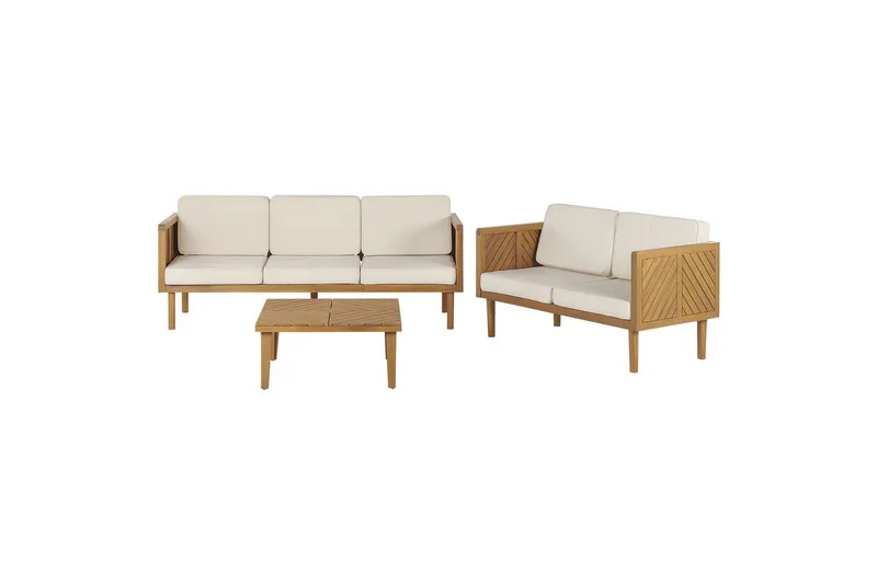 Loungegrupp Beliani Baratti 5-Sits Light wood||Beige, undefined