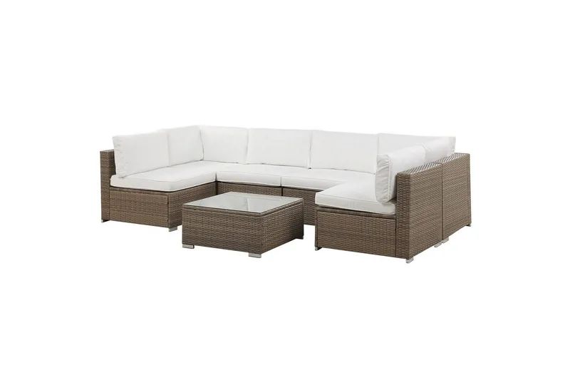Loungegrupp Beliani Belvedere Brown||White - Havemøbler - Loungemøbler - Sofagrupper udendørs