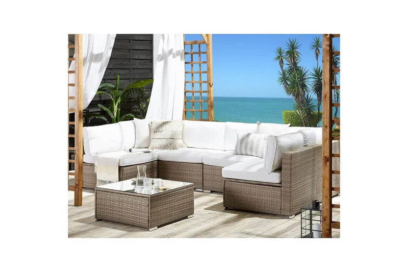 Loungegrupp Beliani Belvedere Brown||White - Havemøbler - Loungemøbler - Sofagrupper udendørs