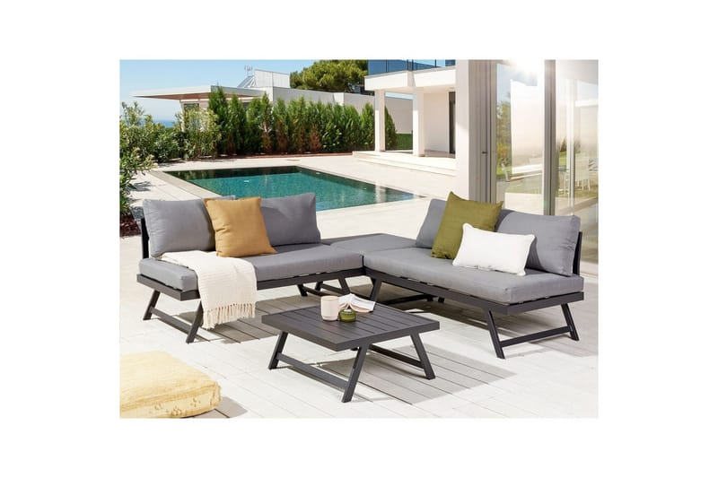 Loungegrupp Beliani Coccorino Grey||Black - Havemøbler - Loungemøbler - Sofagrupper udendørs