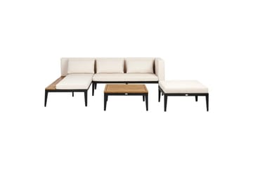 Loungegrupp med fotpall Beliani Bracciano 3-Sits Beige||Light wood||Black - Havemøbler - Loungemøbler - Sofagrupper udendørs