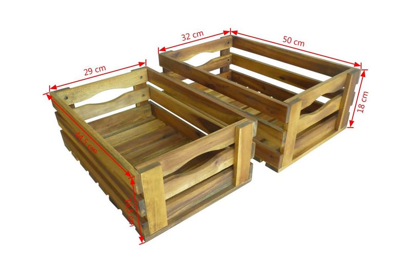 Æblekasser 2 Stk. Massivt Akacietræ - Brun - Altanmøbler - Sofagrupper udendørs - Loungesæt