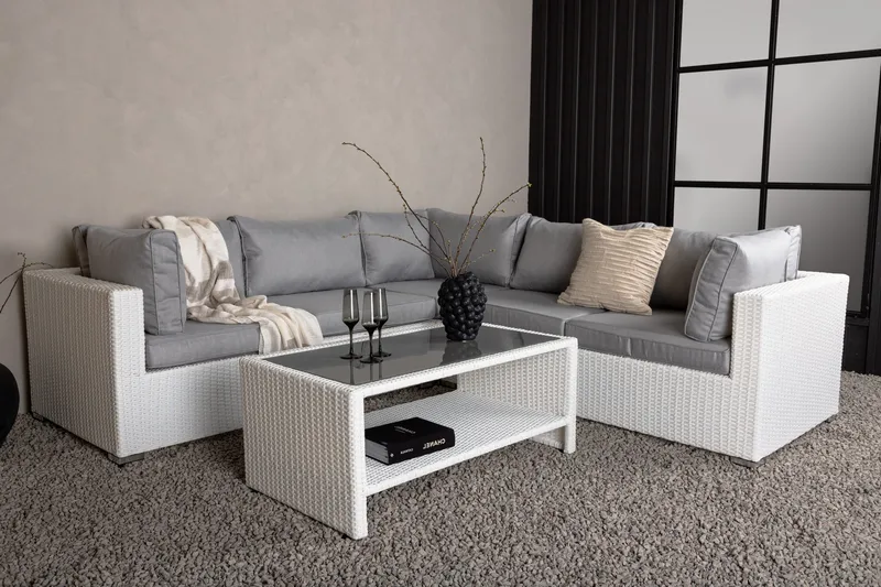 Amazon loungesofa til udendørs brug - Grå/hvid - Havemøbler - Loungemøbler - Loungesæt