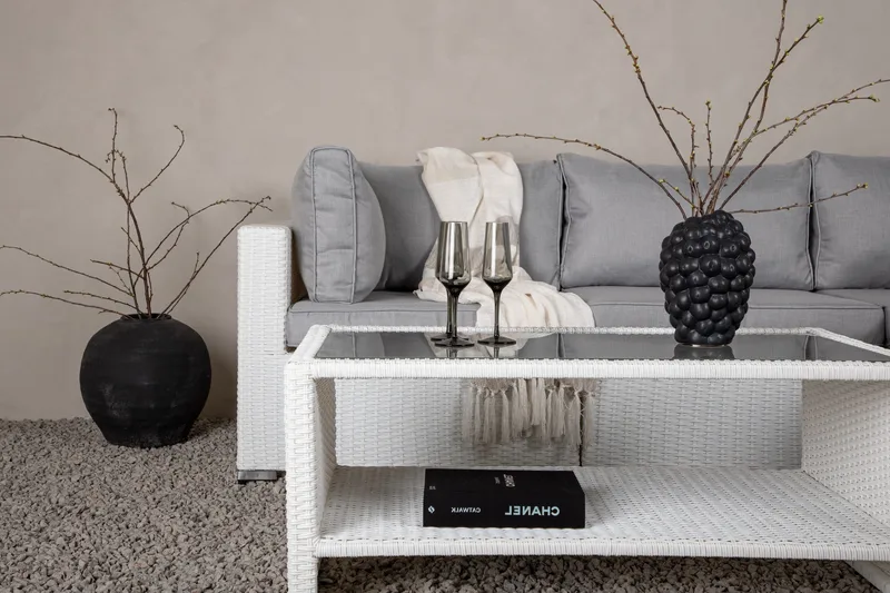 Amazon loungesofa til udendørs brug - Grå/hvid - Havemøbler - Loungemøbler - Loungesæt